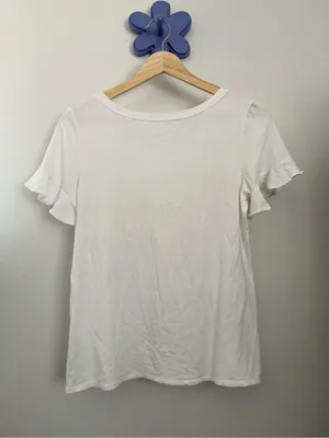 Lilly Pulitzer Small Ruffle Sleeve Scoop Neck Tee White Pima Cotton Preppy thumbnail 3