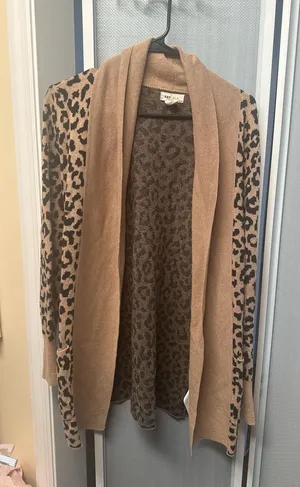 Yes Lola Leopard Print Open Front Shawl Collar Cardigan Size S thumbnail 1