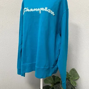 Champion Teal Turquoise Blue Crewneck Long Sleeve Sweatshirt Gym Sporty Comfy thumbnail 4