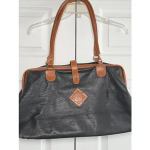 Katherine Ward Vintage Doctor Satchel Black Tan Leather Handbag USA Handbag thumbnail 2