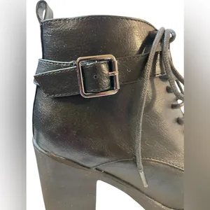MADDEN GIRL Alexandra Black High Heeled Lace Up Combat Moto Boot NIB - Size 6 thumbnail 4