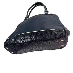 Coach Park Elevated Navy Leather Snakeskin Trim Carryall Shoulder Bag thumbnail 6