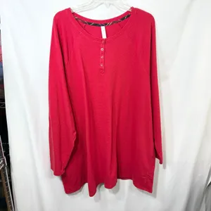 Cacique Sleep‎ Plus Size 26/28 Pajama Set Red Waffle Henley Plaid Leggings 1324 thumbnail 3