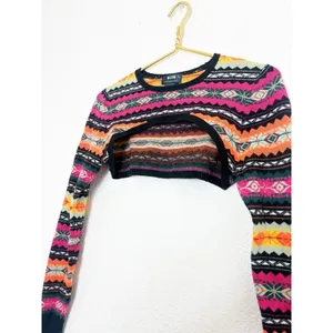 Anthropologie Maeve Abstract Sweater Shrug Size XS Multi Color Fair Isle Nordic thumbnail 9