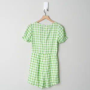 Princess Polly Gingham Shorts Romper Ruffle Short Sleeve Scoop V-Neck Zip Up 2 thumbnail 4