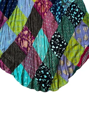 Advance Apparels Patchwork Dress Flowy Bohemian Hippie Festival Free Size thumbnail 6