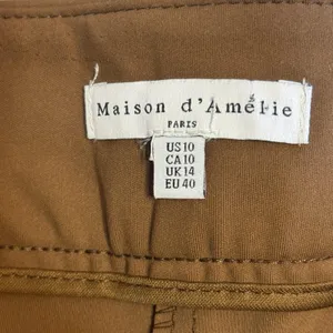 Maison d'Amérie Pants Womens‎ 10 Brown High Waist Straight Stretch Office Dress thumbnail 12