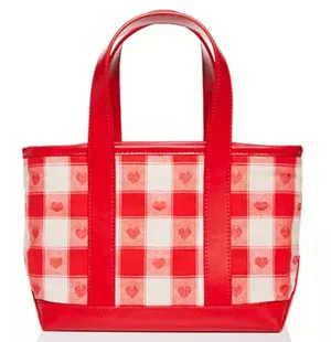 Stoney Clover Lane Red Heart Check Mini Tote New with tags thumbnail 1