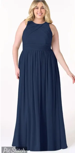 Pretty Azazie Harper Navy Chiffon Bridesmaid Gown thumbnail 1
