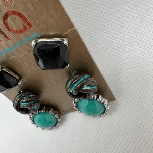Mia Inspirations Lot of 3 - Turquoise Colored Black Western Stud Earrings New thumbnail 5