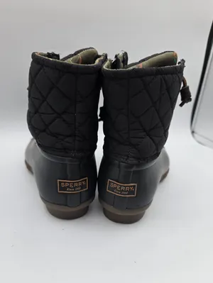 Sperry Women's Saltwater Quilted Duck Boot Size Waterproof Black Slip On Boots thumbnail 8