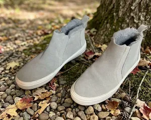 Toms Gray Suede Faux Fur Slip-On Ankle Booties thumbnail 1