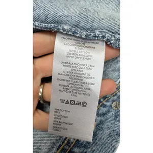 Free People Women's‎ Rumors Seamed Light Wash Denim Classic Jacket Grunge Size L thumbnail 7