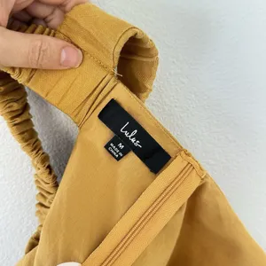 Lulus 100% Linen “Caught in Cannes" Mustard Cutout Cropped Tank Top Sz M Indie thumbnail 9
