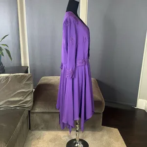 Purple Chiffon Formal Dress Floral Detail Corset Back Matching Jacket Size 12 thumbnail 3