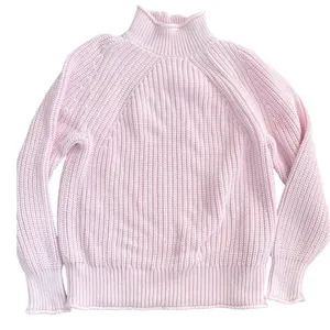 J.Crew Pink Shaker Stitch Mock Neck Cotton Sweater BE159 Medium EUC thumbnail 2