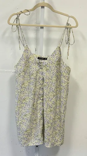 NWT Nasty Gal Petite Button Front Cami Dress Lilac Floral Tie Shoulder Mini US 4 thumbnail 1