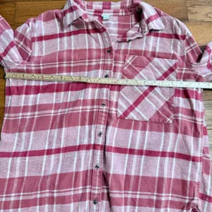 Aerie Pink White Plaid Flannel Button Down Shirt Cotton Sz S Softcore Layering thumbnail 4