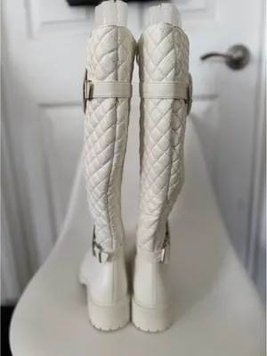 White quilted knee high boots Size 10 thumbnail 3