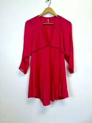 Free People Go Lightly Pink V Neck Dress thumbnail 2