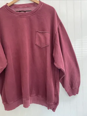 AERIE Everyday Pocket Pullover Crewneck Ribbed in Burgundy Size XL thumbnail 5