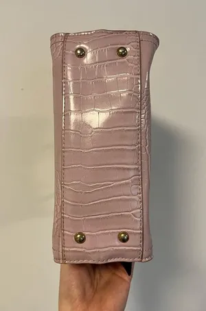 bebe light pink lavender faux crocodile mini purse thumbnail 11