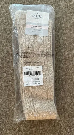 Push’s Sweater Socks Over the Knee Shoe Size 6-10 Cozy Cabin FabFitFun Beige NEW thumbnail 1