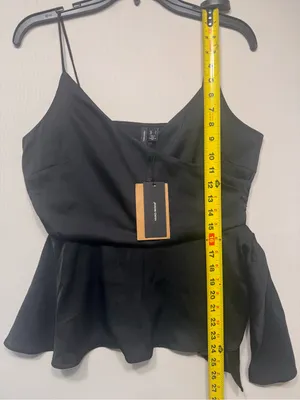 Vero Moda Black Strappy Wrap Top with a High-Low Hem. thumbnail 4