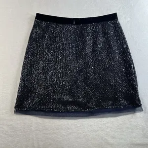 Free People Sz 10 Wild Child Sequined Mini Skirt‎ Navy Blue Cocktail Party thumbnail 5
