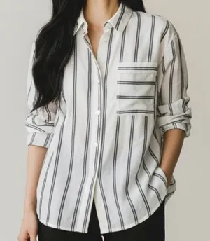 Black and White Striped Abercrombie & Fitch Button Down thumbnail 1