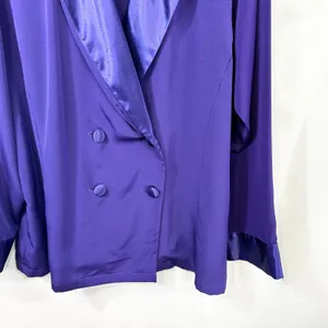 VTG Victoria's‎ Secret Large Pajama Top Purple Satin Trim Double Breasted 1696 thumbnail 5