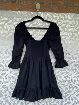 Hill House Black Smocked Mini Dress XS Cotton Whimsigoth Cottagecore thumbnail 7
