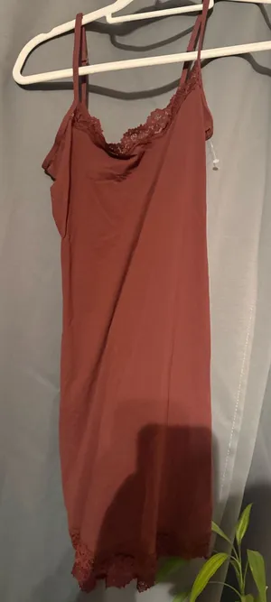 SKIMS oxblood lace Slip dress thumbnail 1