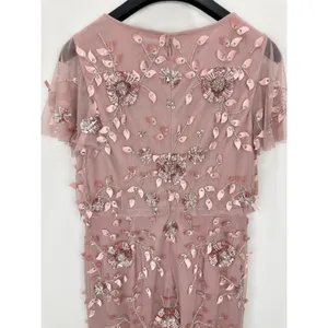 Adrianna Papell Beaded Sequin Dress Pink Floral Party Glam Cocktail US 4 NWT thumbnail 10