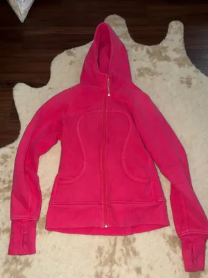 Rare Lululemon Scuba Hoodie Bon Bon logo $138 casual activewear workout zip fall thumbnail 6