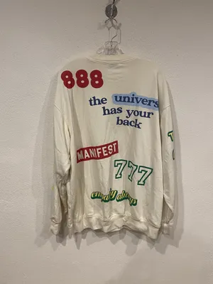 The Mayfair Group Affirmations Sweatshirt Womens L/XL Cream Manifest Graphic thumbnail 4