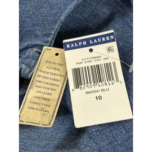 NWT Polo Ralph Lauren Denim Dress Womens 10 Lace Up Bust Blue Chambray Boho thumbnail 9