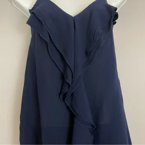 Macy & Taylor Tank Top Ruffle Sleeveless‎ Navy Blue Spaghetti Straps Size Small thumbnail 6