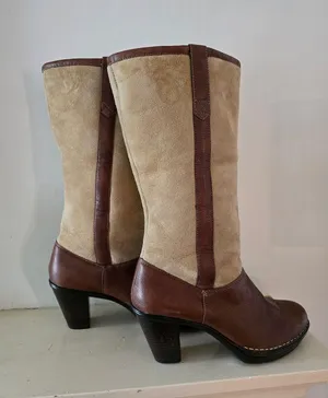 Sorel Sofft Emelie Leather/Suede Shearling Lined Boots Two Toned Brown Tan thumbnail 4