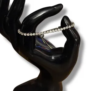 Silver tone dainty tennis bolo bracelet thumbnail 2