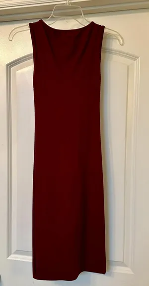 Minette - Stunning Deep Red Bodycon Dress with Gold Zipper - Brand new! thumbnail 7