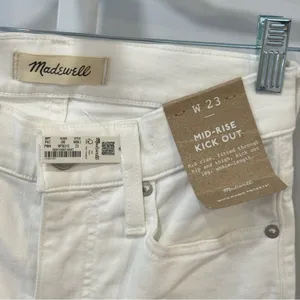 NWT Madewell Kick‎ Out Crop Jeans White Stretch Denim Jeans NI961 thumbnail 9