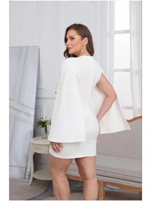 NEW V Neck Cape Blazer Split Sleeve Elegant Business Casual Blazer Mini Dress S thumbnail 2