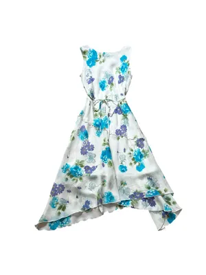 Y2K Vintage Midi Dress Cowl Neck Glitter Butterfly Floral Fairycore Asymmetric thumbnail 6