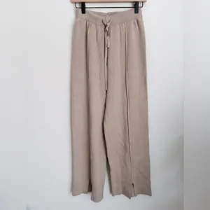 Commence Tan Ribbed Mystique Wide Leg Knit Pants S thumbnail 2
