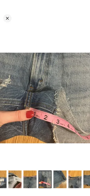 Abercrombie & Fitch | medium wash distressed high rise curve love mom short thumbnail 4