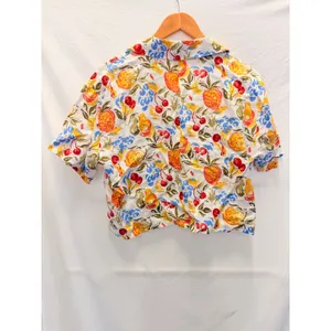 Reformation Lennie Linen Shirt Spring Summer Fruity‎ Floral Small thumbnail 2