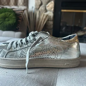 P448 Gold Silver Metallic Sneakers Size 37 thumbnail 9