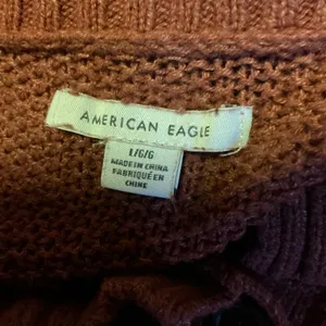 American Eagle Rust Henley Sweater | Lightweight Knit Long Sleeve thumbnail 2