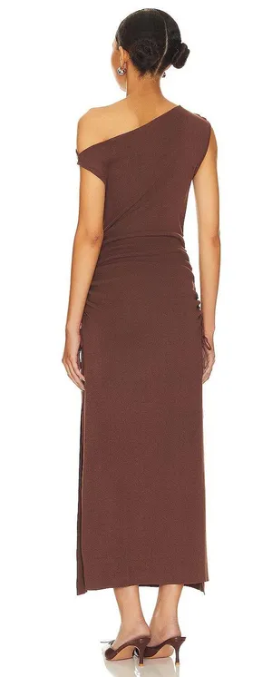 LIONESS NWT Original Sin Midi Dress in Chocolate. Size Medium thumbnail 4
